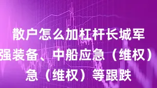散户怎么加杠杆长城军工、捷强装备、中船应急（维权）等跟跌