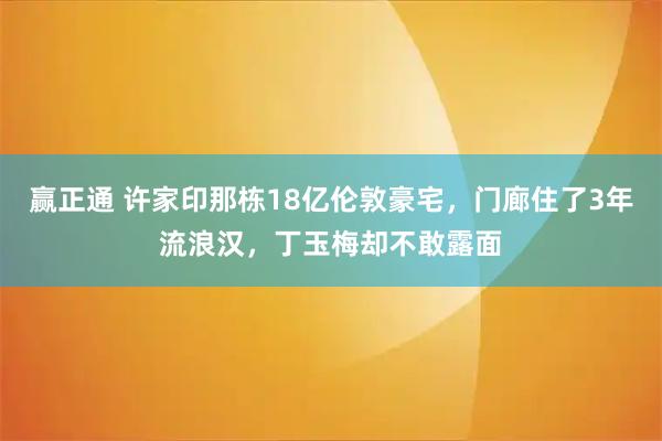 赢正通 许家印那栋18亿伦敦豪宅,门廊住了3年流浪汉,丁玉梅却不敢露面